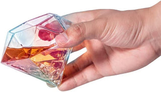 Set Of 2 Iridescent Diamond Whiskey Wine Glasses 10OZ Wine Whiskey Water Diamond Shaped Diamonds Col