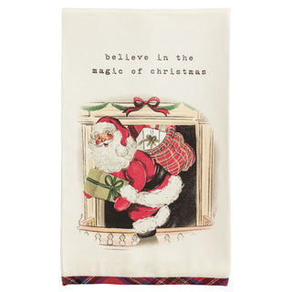 Fireplace Christmas Tartan Hem Towel