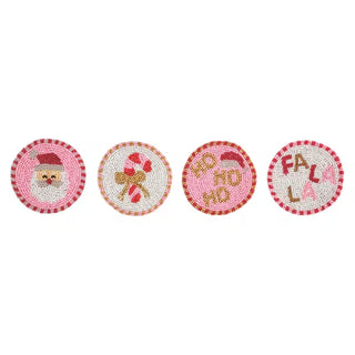 Santa Beaded Holiday Coaster Set