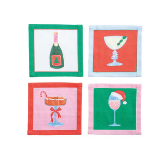 Champagne Holiday Cocktail Napkin Set