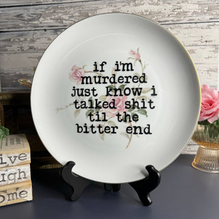 If I'm Murdered True Crime Vintage Upcycled Plate