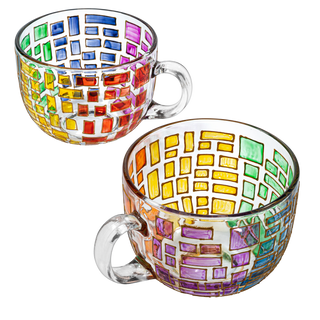 Renaissance Stained Glass Coffee Cup Mug Set Of 2 By Festive Colorful Coffee Cups St
