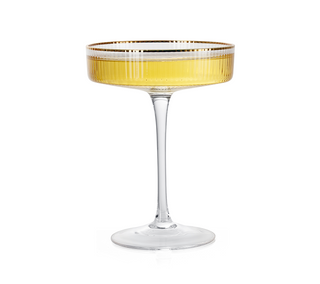 Ribbed Coupe Cocktail Glasses With Gold Rim 8 Oz Set Of 4 Classic Manhattan Glasses For Cocktails Li