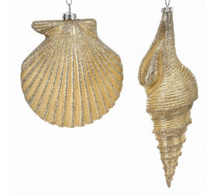 4.5 - 7" Glitter Pearl Seashell Ornament - Boutique Bella Bella