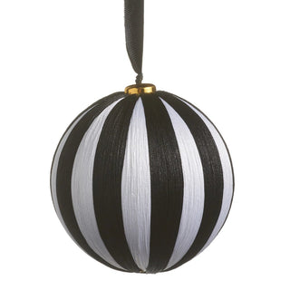 4.5" Black and White Striped Yarn Ball Ornament - Boutique Bella BellaChristmas Ornament
