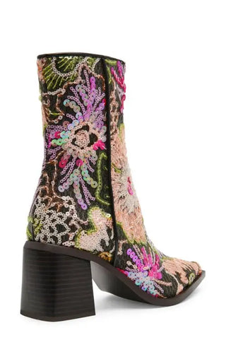 Betsey Johnson Rudy Sequin Floral Booties