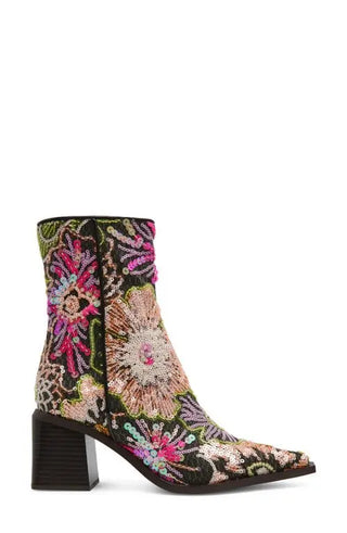Betsey Johnson Rudy Sequin Floral Booties