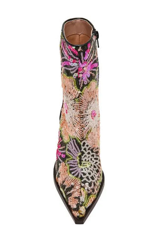 Betsey Johnson Rudy Sequin Floral Booties