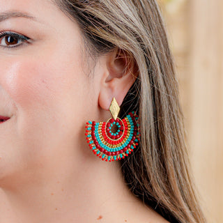 Abanico Coral Red Earrings