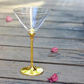 Yellow Gold Diamond Studded Martini Glasses Premium Barware Gift