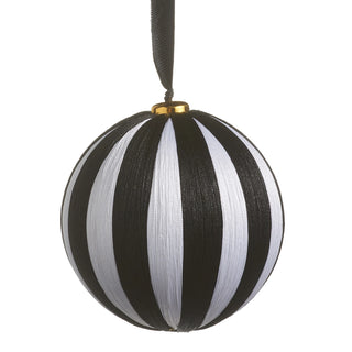 4.5" Black and White Striped Yarn Ball Ornament