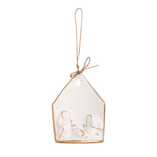 Gold Edge Nativity Ornament