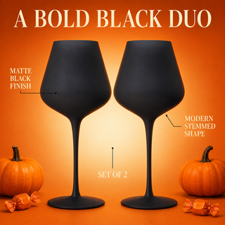 Matte Black Crystal Wine Glass Set Of 2 Gift For Her Him Friend Large 20 Oz Glasses Unique Italian S