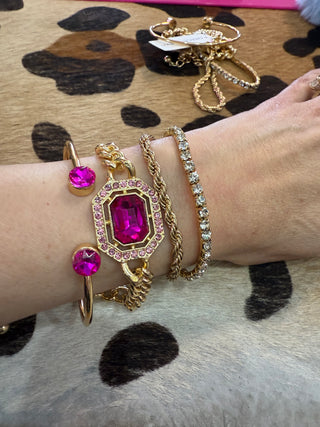 Pink Gem Stack Bracelets