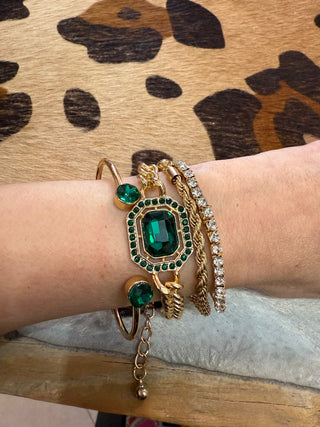 Emerald Gem Stack Bracelets
