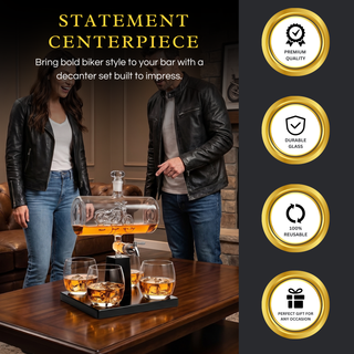 Motorcycle Decanter Whiskey Wine Decanter Set 1100ML By With 4 Whiskey Glasses Motor