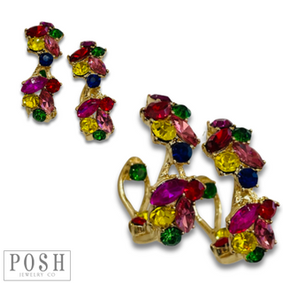 Rhinestone flower hoop earring - LC