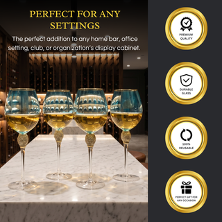 Set Of 4 Blue Wine Glasses Gold Diamond Stemmed 14 Oz By Gold Rim Wine Glasses Blue