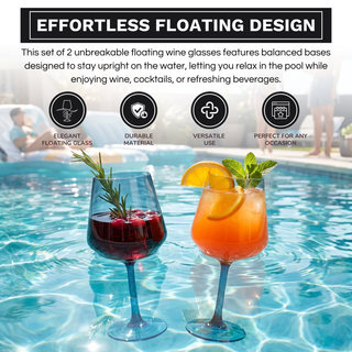 Floating Wine Glasses For Pool Set Of 2 15 Oz Shatterproof Poolside Wine Glasses Tritan Plastic Reus