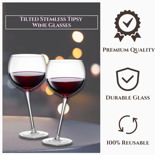 Tipsy Wine Glasses Set Of 2 15 5OZ Unique Tilted Stemless Wine Glasses For Red Or White Wine Funny N