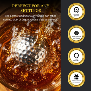 Luxurious Bar Gift Set Golf Whiskey Glasses Golf Ball Chillers Tongs Set In Premium Wood Box By The