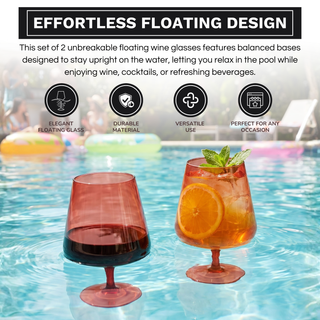 Floating Wine Glasses For Pool Set Of 2 15 Oz Shatterproof Poolside Wine Glasses Tritan Plastic Reus