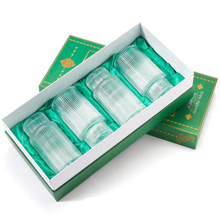 Vintage Art Deco Crystal Highball Ribbed Glass Set Of 4 Ripple 14OZ Classic Crystal Cocktail Glasses