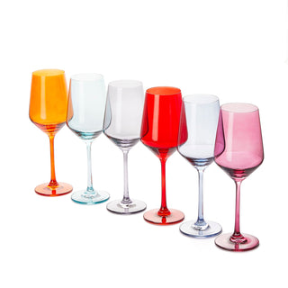 Colored New Wine Glass Set Large 12 Oz Glasses Set Of 6 Unique Italian Style Tall Stemmed For White