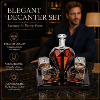 Diamond Decanter Set Premium Barware Gift Elegant Drinkware Collection