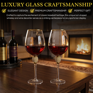 Large Diamond Wine Glasses With Gold Rim Premium Barware Gift