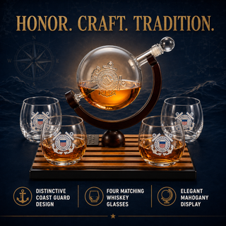 Coastguard Gift Whiskey Wine Decanter Set 4 Liquor Glasses Us Coast Guard 800 Ml Whiskey Decanter 11