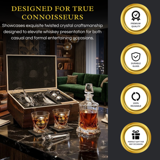 Japanese Crystal Whiskey Decanter Set In Wooden Storage Box Premium Barware Gift