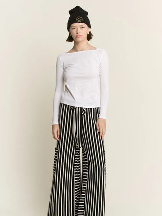 Cozy Chic Terry Stripe Pants - Black