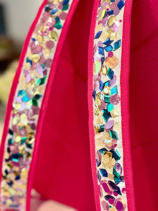 'Audrey' Bow & Jewels Confetti Clear Backpack