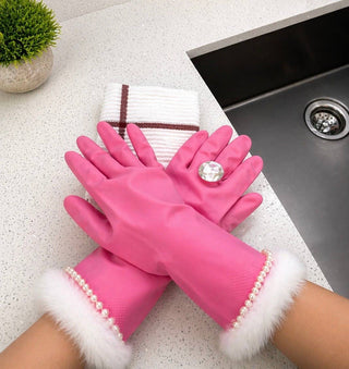 Pink and Pearly Kitchen Cleaning Gloves