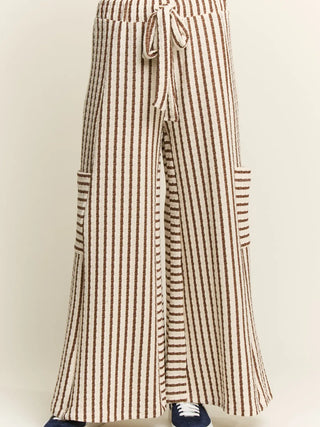 Cozy Chic Terry Stripe Pants - Mocha