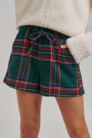 Festive Plaid Shorts - Green