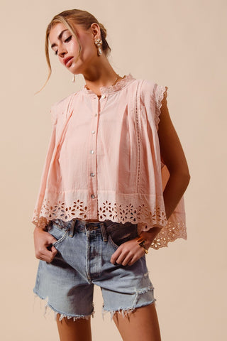 Sweet Garden Eyelet Top - Blush