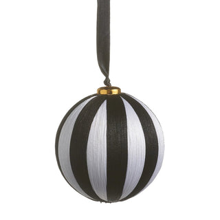 5" Black and White Striped Yarn Ball Ornament - Boutique Bella BellaChristmas Ornament
