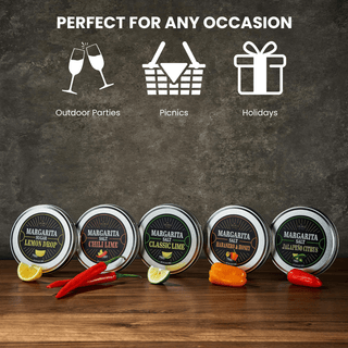 5 Pack Premium Margarita Cocktail Flavored Salt Rimmer Variety Set 3 5OZ Chili Lime Lemon Drop Sugar - Boutique Bella Bella