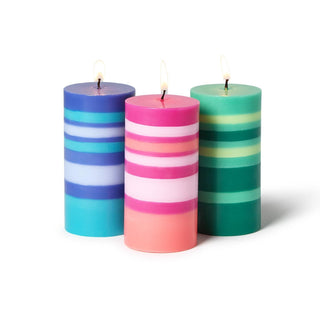 5" Tall Striped Pillar Candle - Boutique Bella Bellacandles