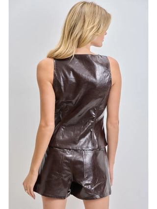 Cocoa Crush Leather Button-Up