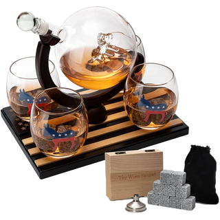 Democratic Party Wine Whiskey Decanter Set Proud Democrat Vote Blue Election Decor Washington Dc Pol