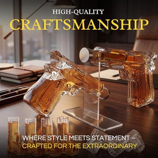 Pistol Whiskey Gun Decanter Pistol Shot Glasses Set Comes With A Large Carrying Case Drinking Party