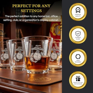 Marine Whiskey Wine Glasses Set Of 4 Anchor And Globe Whiskey Glasses 10OZ Marines Gift By The Wine