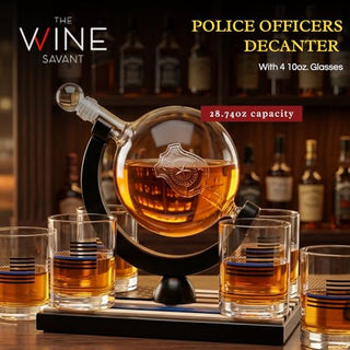 Police Officer Whiskey Decanter Set with 4 Glasses - First Responder Gift