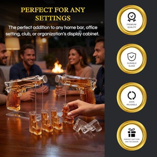 Pistol Whiskey Gun Decanter Pistol Shot Glasses Set Comes With A Large Carrying Case Drinking Party