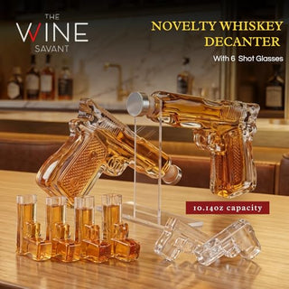Pistol Whiskey Gun Decanter Pistol Shot Glasses Set Comes With A Large Carrying Case Drinking Party