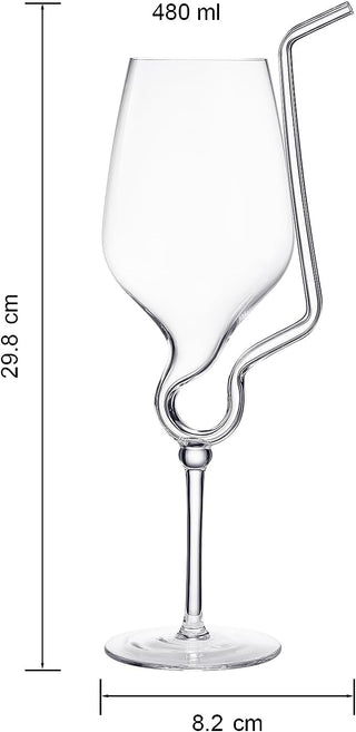 Straw Wine Glass Spiral Vampire Wine Glass 16OZ Stemmed Wine Glasses With A Built In Straw Creative