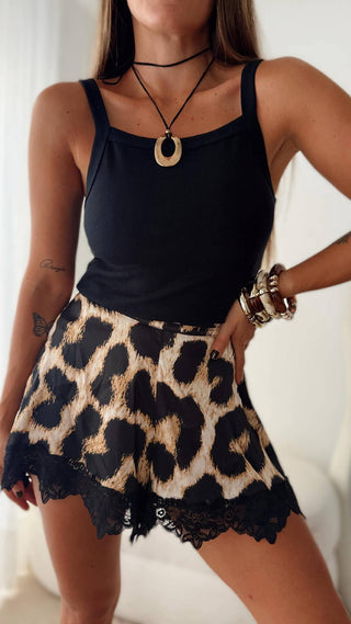 Leopard print lace trim  boxer shorts